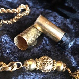 Vtg collectible Lipstick tube, golden fleur de lis